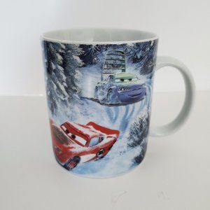 3/$15 * DISNEY CARS Movie Novelty Coffee Mug Winter Scene Red Purple Enesco Snow